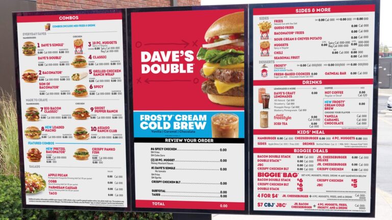 New Menu for Wendys With Prices