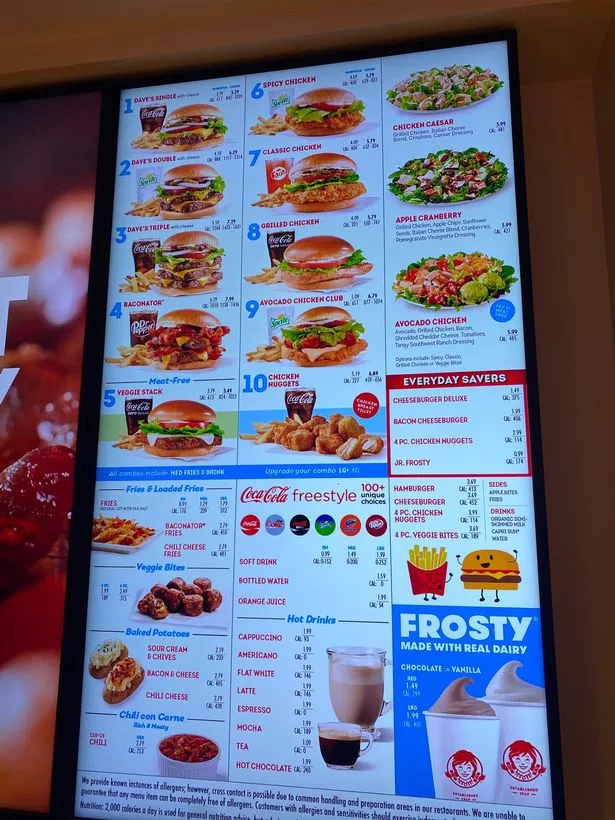 Wendys Menu With Prices Uk